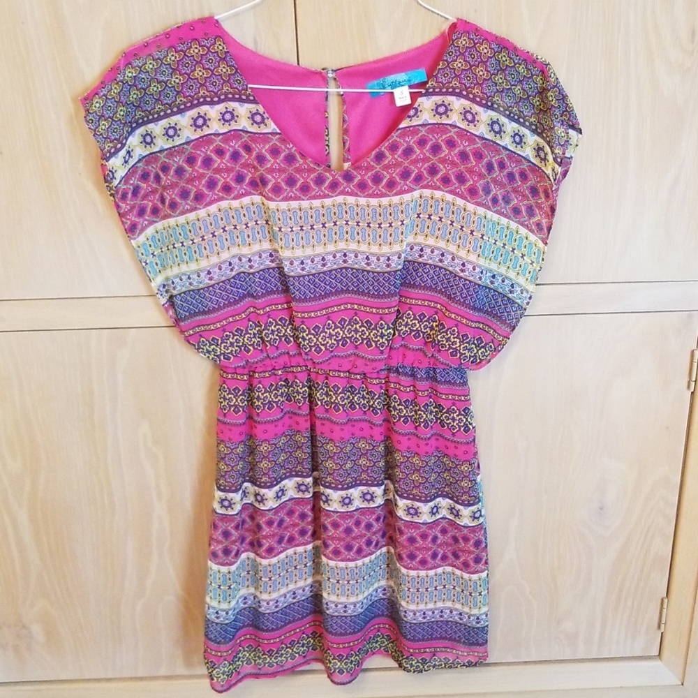 Buttons Pink and purple multi color dress Size S